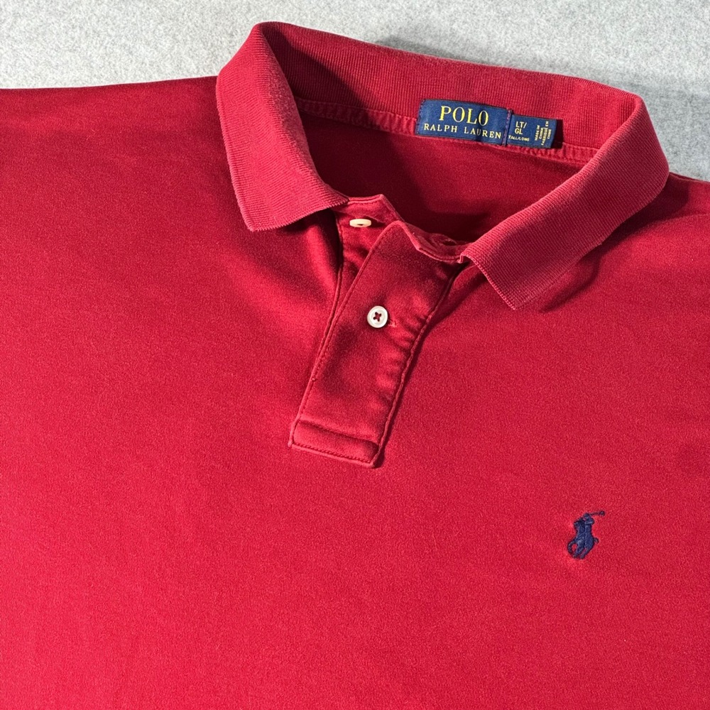 Polo Ralph Lauren Mens Red Short Sleeve Polo Shirt LT Tall Large Cotton Pony